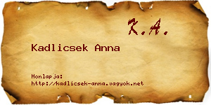 Kadlicsek Anna névjegykártya