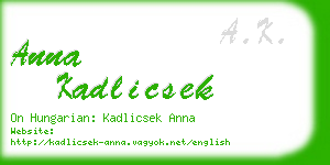 anna kadlicsek business card